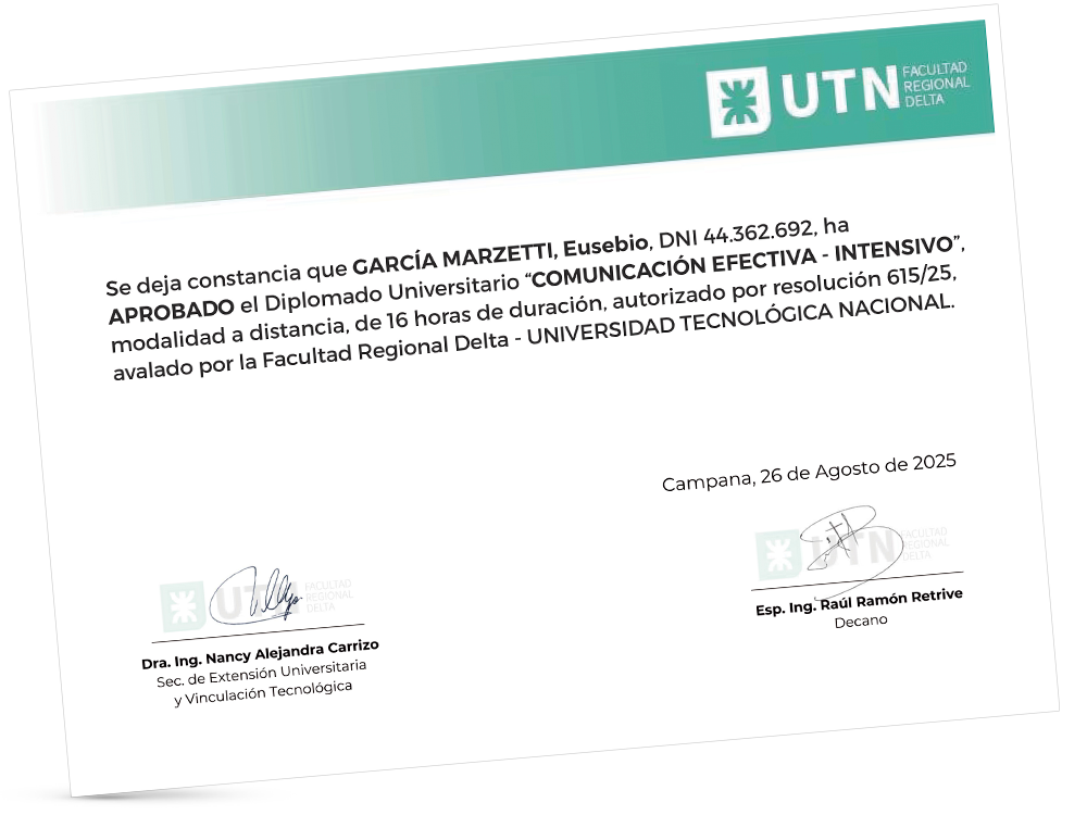 Certificación universitaria con UTN–FRD