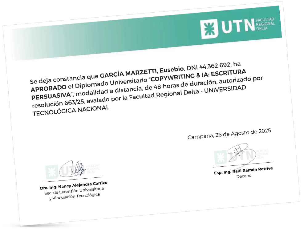 Certificación universitaria con UTN–FRD
