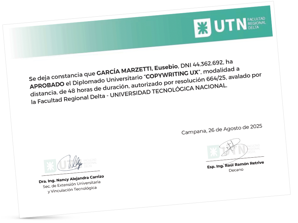 Certificación universitaria con UTN–FRD