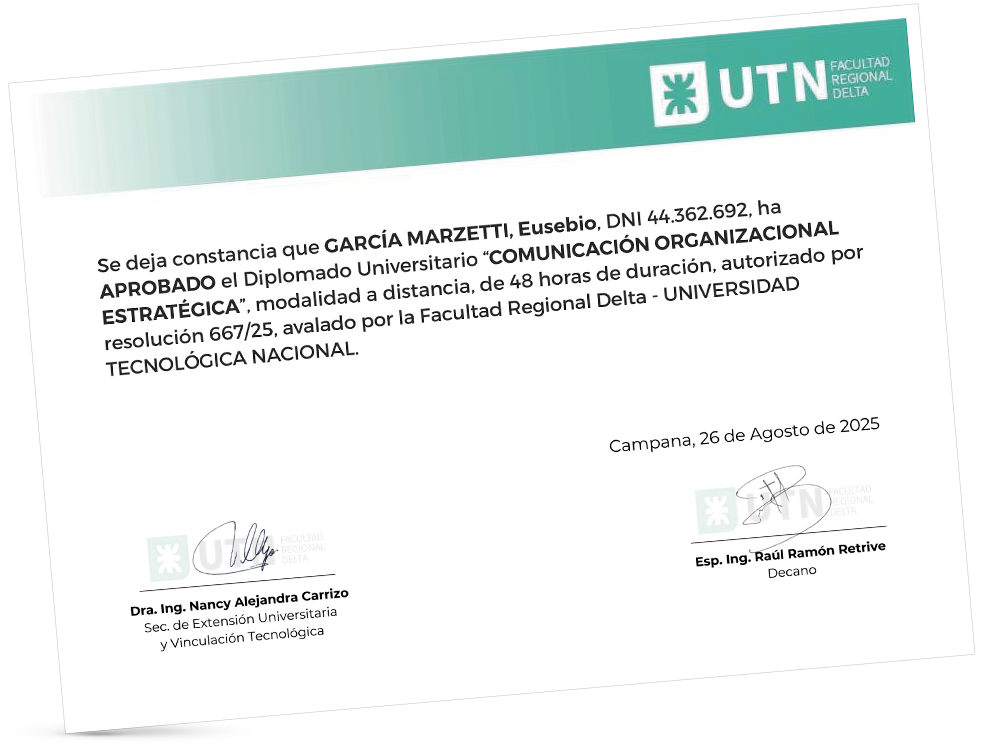 Certificación universitaria con UTN–FRD